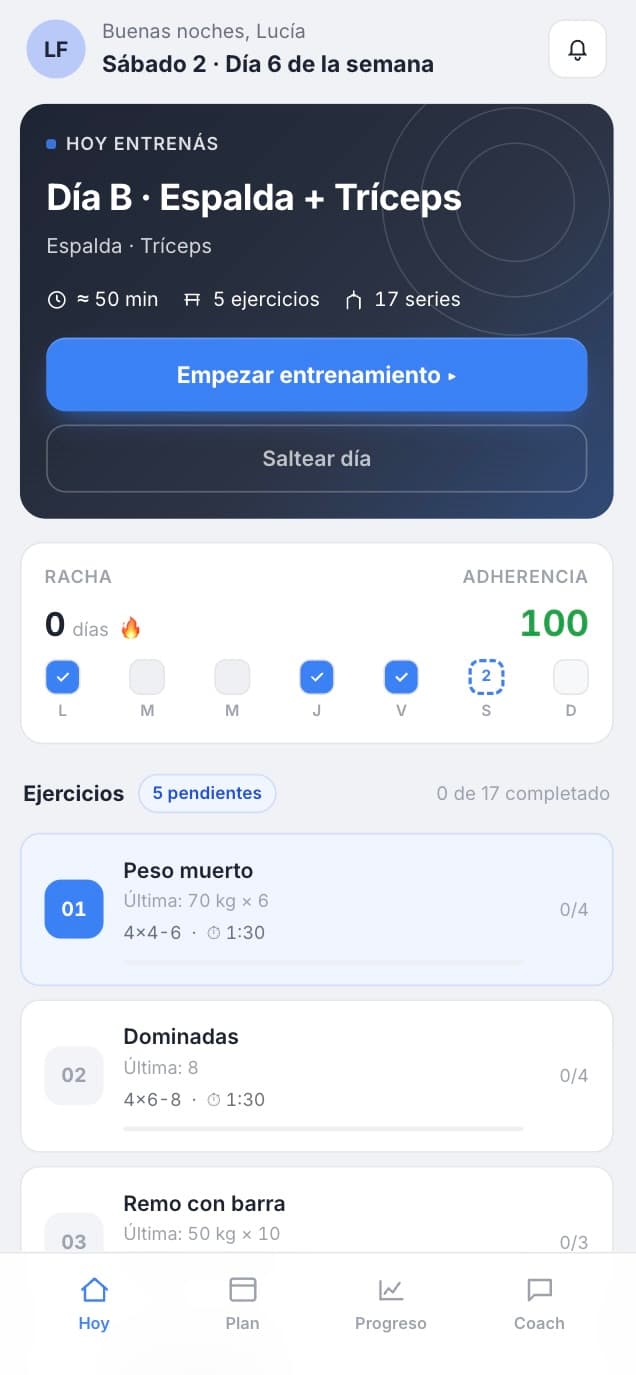 App del alumno — Progreso